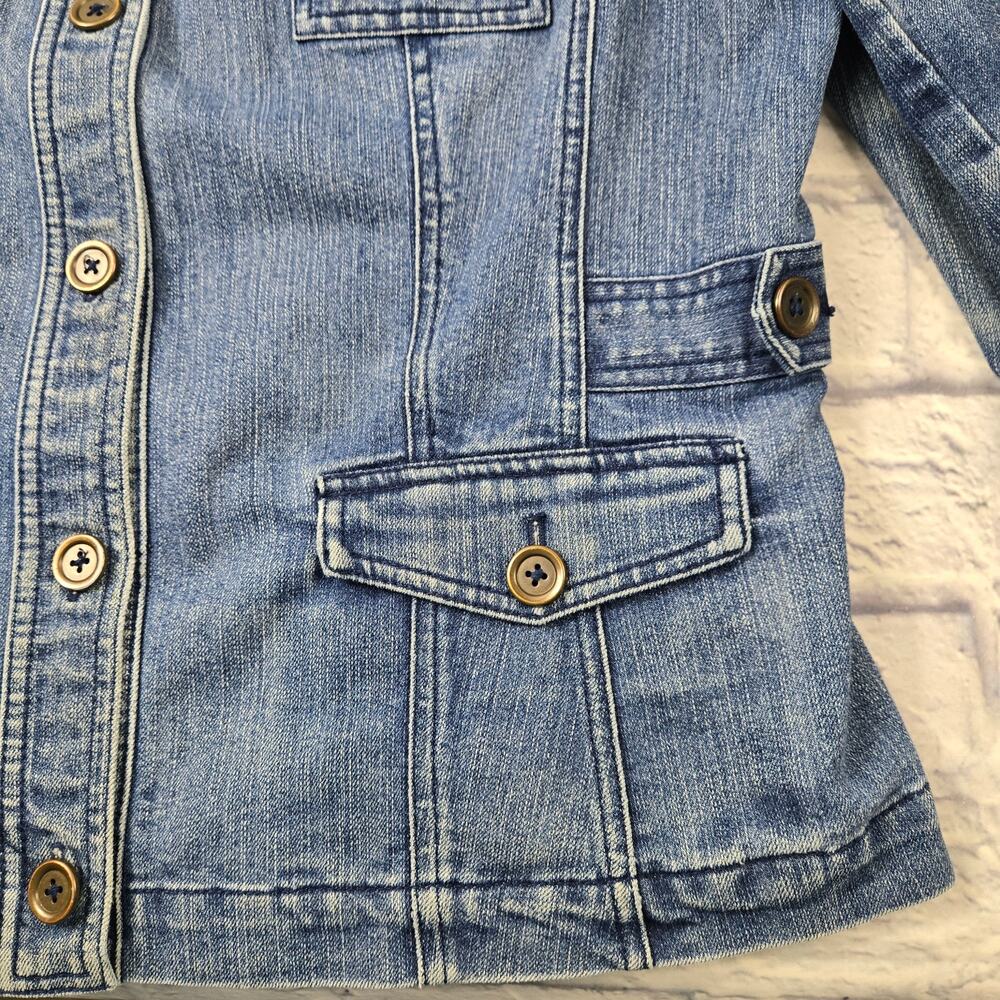 Jones New York Women's Denim Jacket Jean Barn Chore Whiskering Stretch size XL - Picture 13 of 16